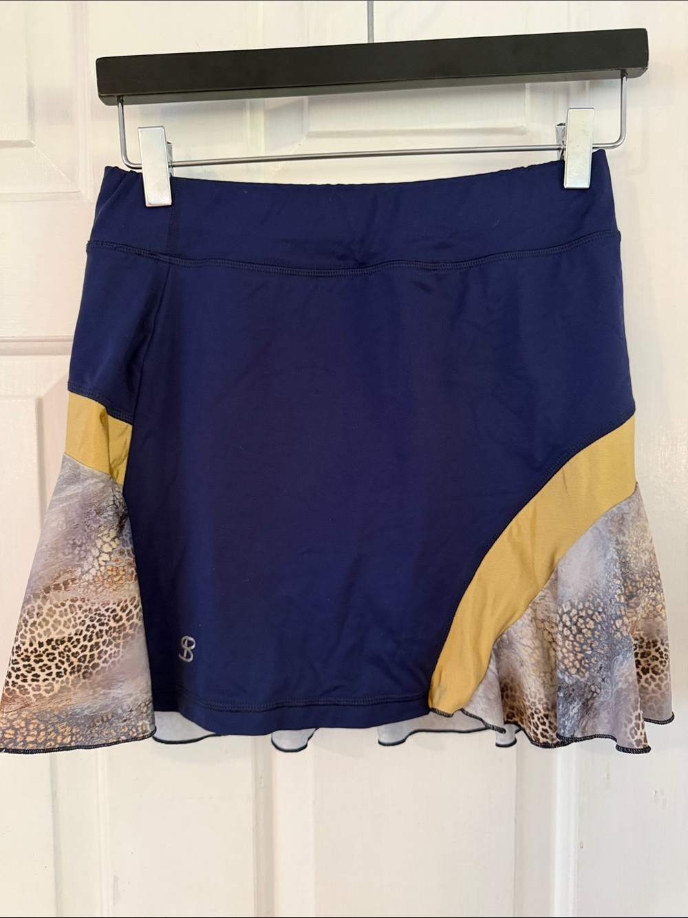 Women’s Sofibella Blue Gold & Leopard Print Athletic Tennis Skort Size Small